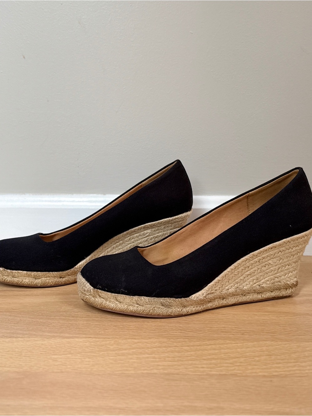 J. Crew Black Canvas Espadrille Wedge Pumps (Women's Size 9)